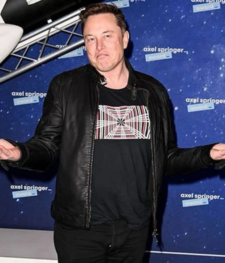 Elon Musk's signature leather jacket in plaid style in American market