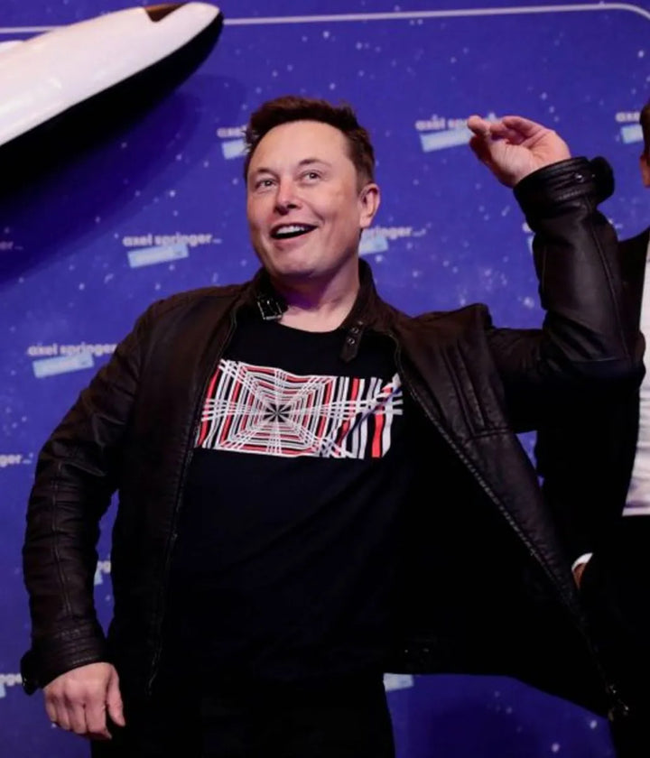 Stylish leather jacket inspired by Elon Musk's Tesla Model S Plaid in France style