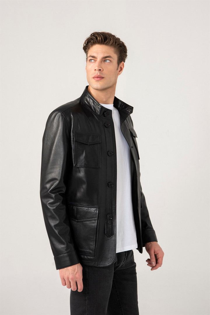 Sports Black Leather Jacket