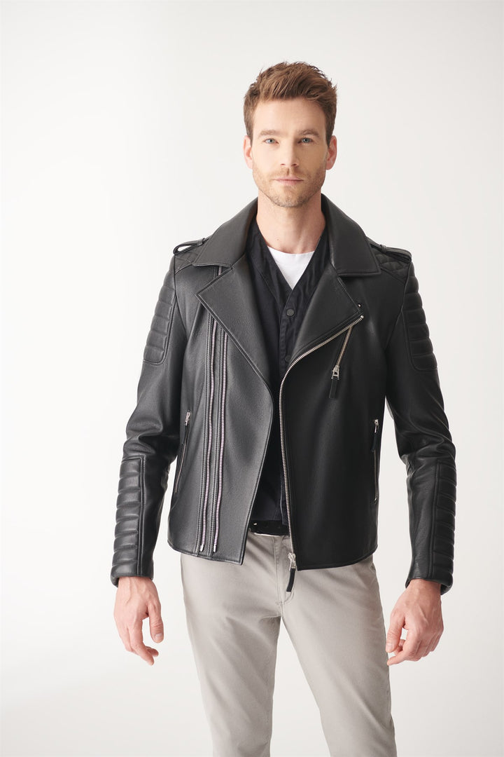 black leather jacket for men