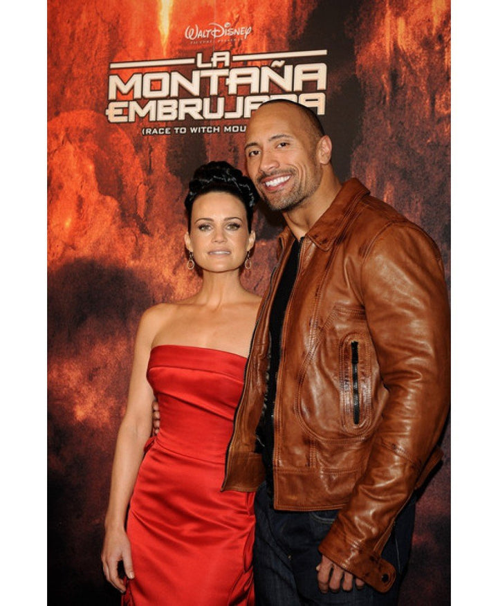 Stylish leather jacket worn by Dwayne Johnson at the premiere in France style