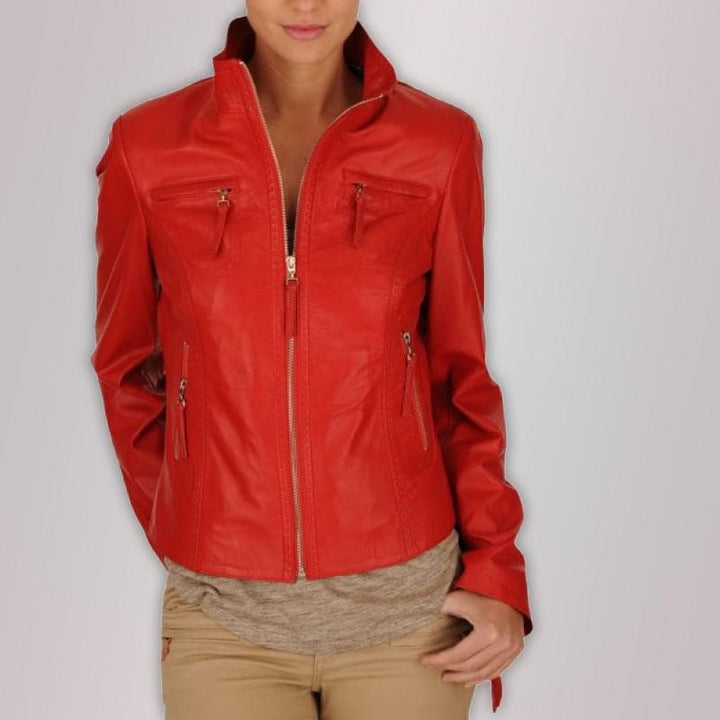 Red Leather Jacket for women in USA