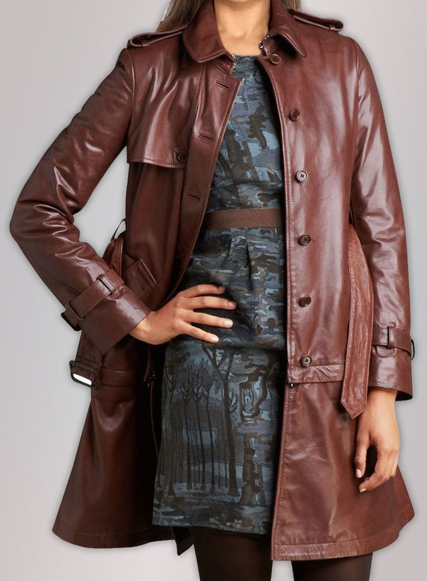 Long Real Leather Coat for Woman