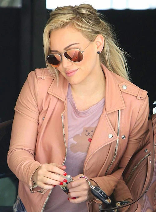 Hilary Duff Wore a Leather Blazer 