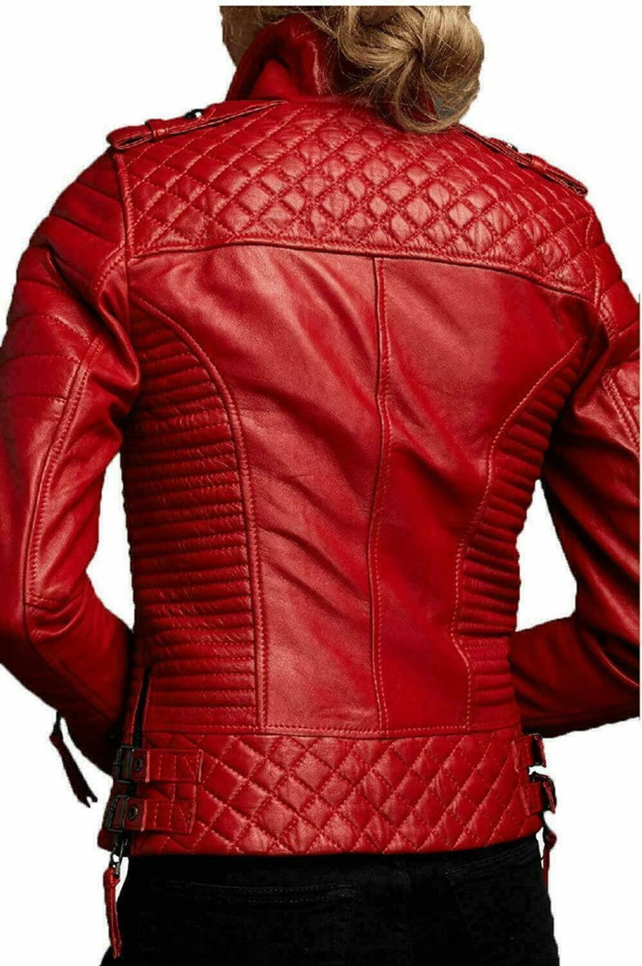red cow leather jacket for women