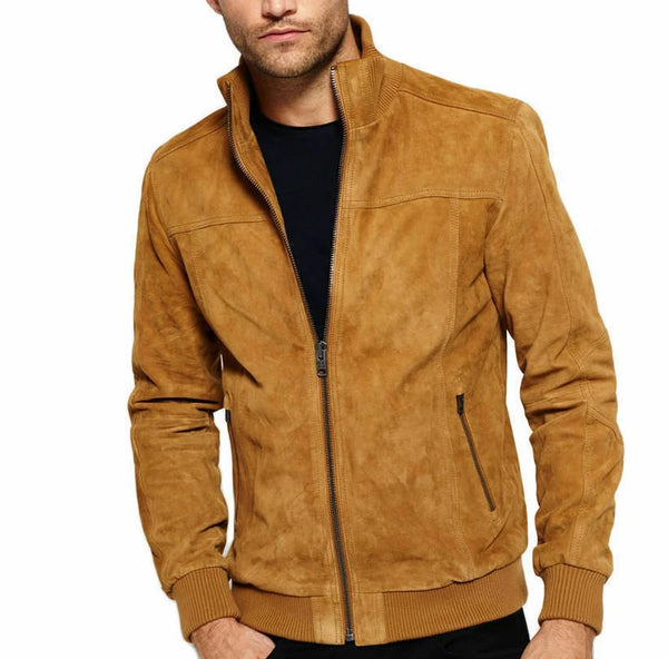 Men's Brown Genuine Suede Leather Jacket, Western Style Suede Leather Jacket