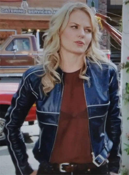 Jennifer Morrison's edgy yet feminine style showcased in a leather jacket in USA market