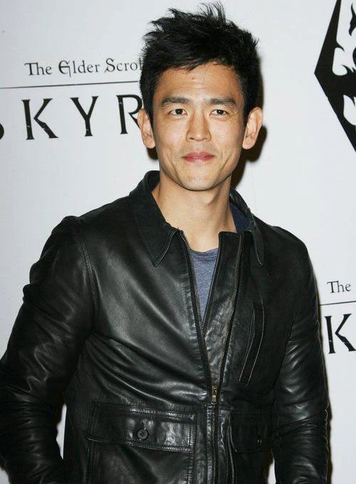 John Cho rocks a classic leather jacket look in American market