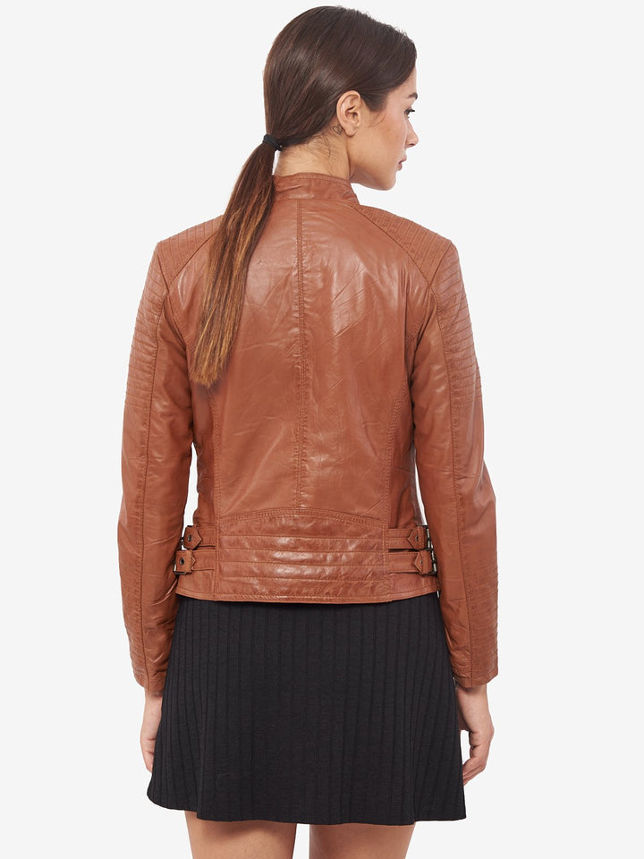 Moto racer leather jacket for women in USA