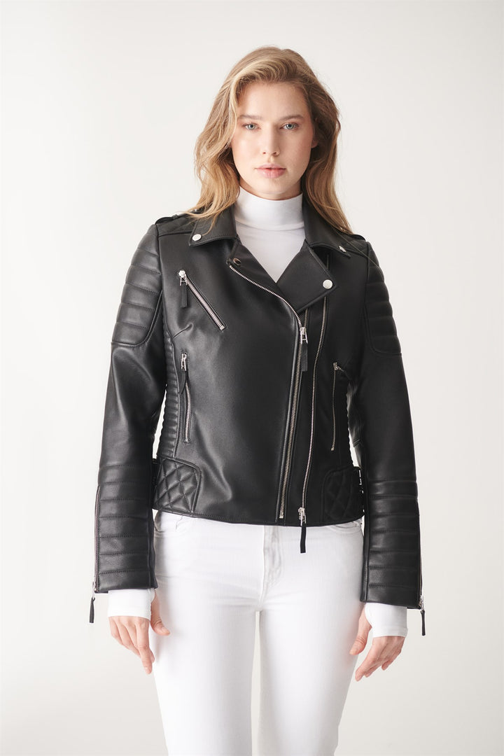 Black biker jacket for women
