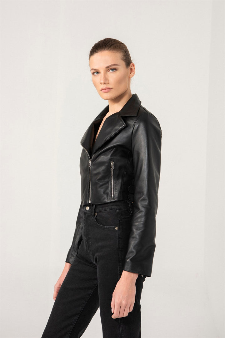 Handcrafted black Leather jacket for women