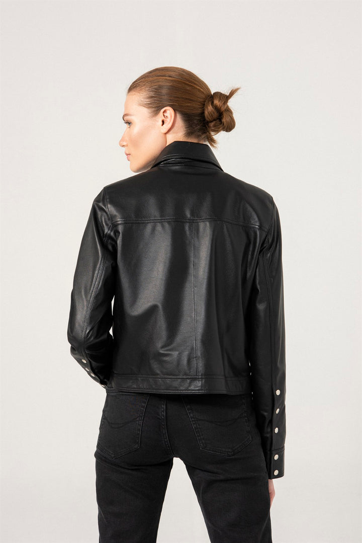Denim Black leather Jacket