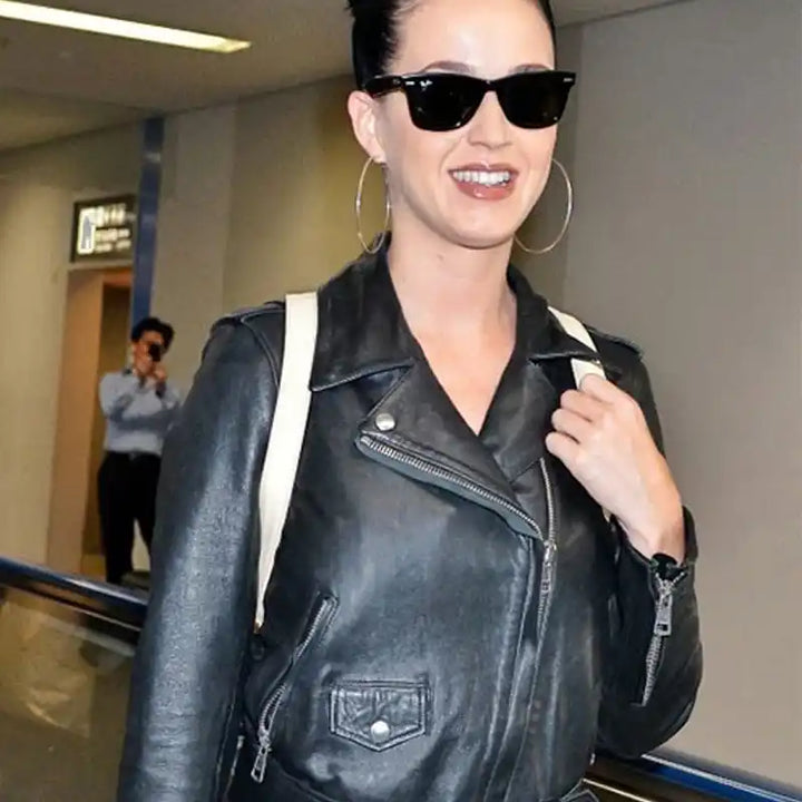 Katy perry black leather jacket