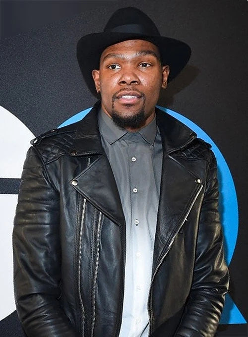 Kevin Durant wearing stylish leather jacket in USA