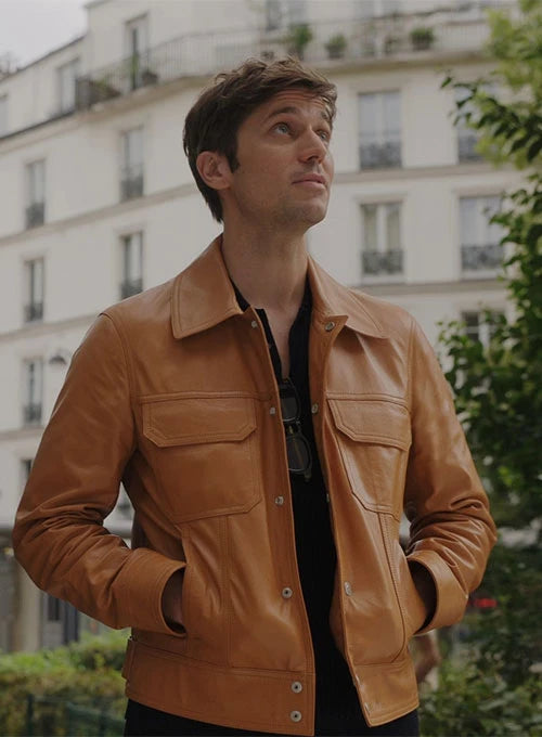 Lucas Bravo Emily in Paris Leather Jacket in American market