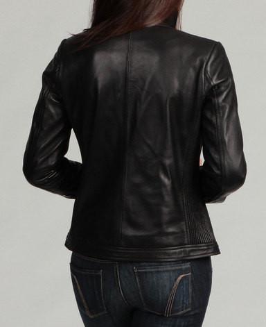 Black stylish leather jacket for women in USA