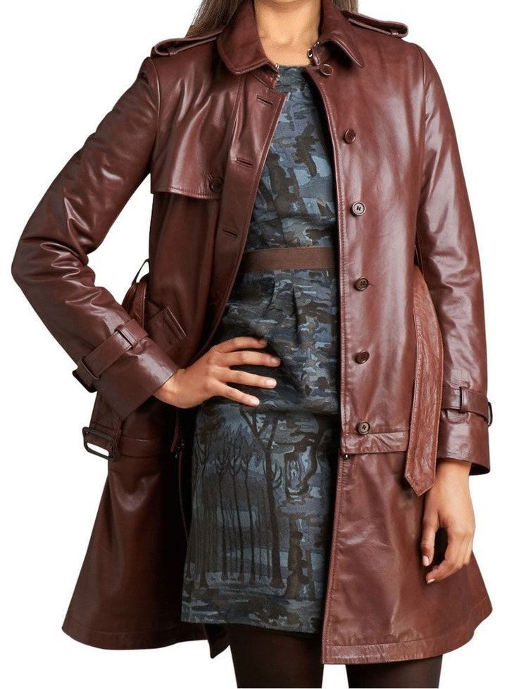 Dark brown real cow leather jacket for women in USA