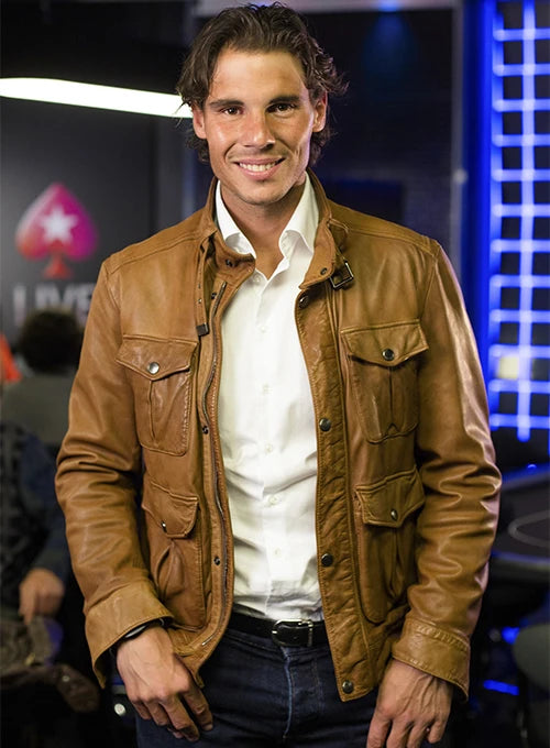 Rafael Nadal sports a stylish leather jacket for a sharp look in American market