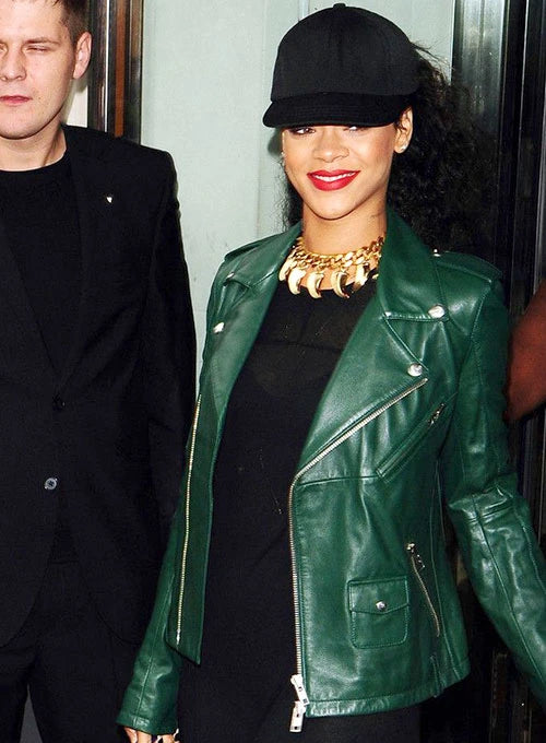 Rihanna slays in a black leather jacket in USA market