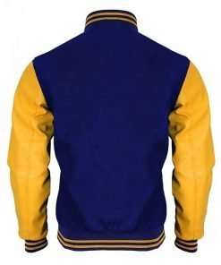 Stylish blue and yellow leather jacket for men in USA