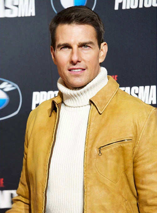 Tom Cruise looking sharp in a leather jacket at the Mission: Impossible 4 premiere in USA market