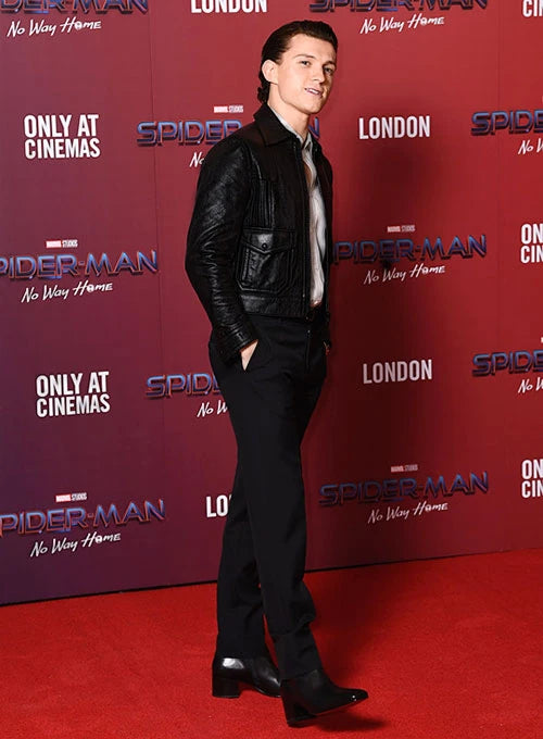 Tom Holland looks dapper in a black leather jacket in United state market