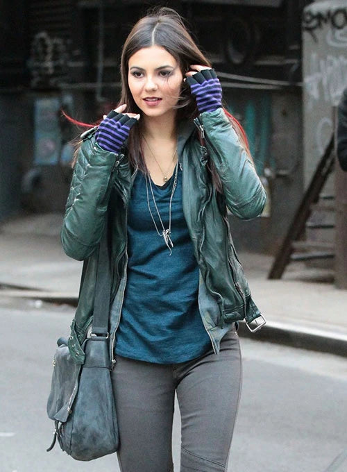 Victoria Justice's edgy leather jacket giving her a bold look in United state market
