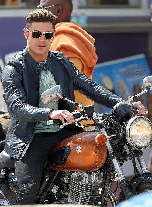 ZAC EFRON BAYWATCH LEATHER JACKET | MEN CELEBRITY JACKET | GENUINE LEATHER JACKET